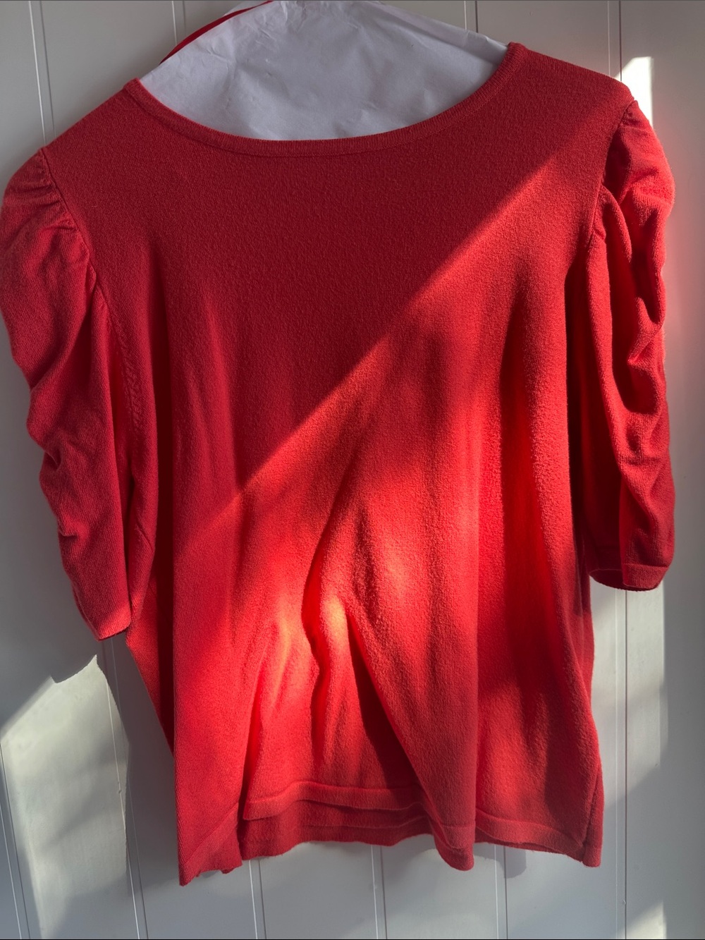 Women’s salmon Red Puff-Sleeve Top
